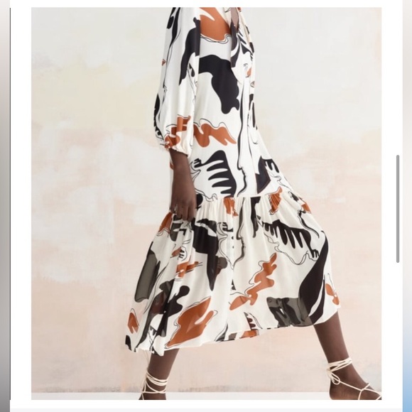 NWT ZARA • 50% OFF • Gorgeous Zara Printed Midi Dress • Size S/XS - Picture 2 of 15